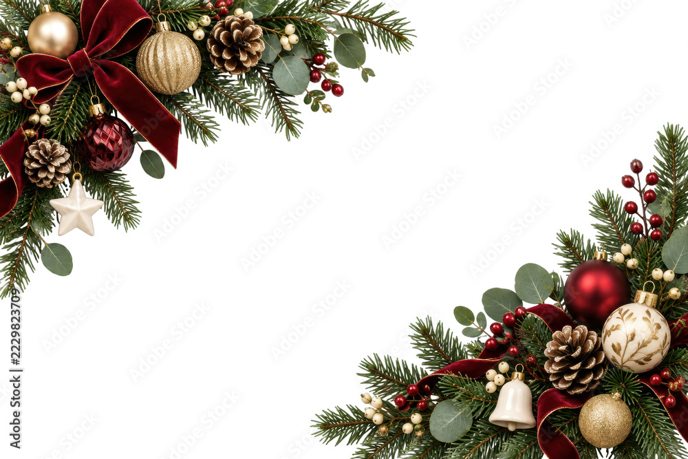PNG Christmas corner wreath decorations, transparent background ...