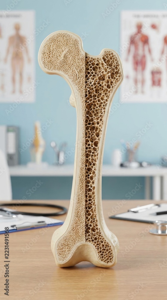 Skeletal degeneration process: osteoporosis disease, bone weaken ...