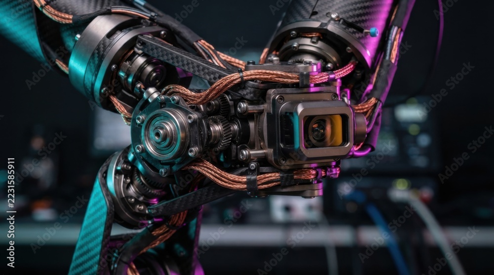 Stock-Foto „Closeup of physical AI robotics joint featuring exposed ...