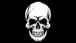 © Joyce - Halloween Holiday Theme. a human skull. The skull is centered against a solid black background, highlighting its stark white color. The eye sockets are large and round, and the jaw is slightly open.