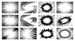 © Radiant Art - Comic book speed lines vector set with Japanese manga action effects and radial burst collection