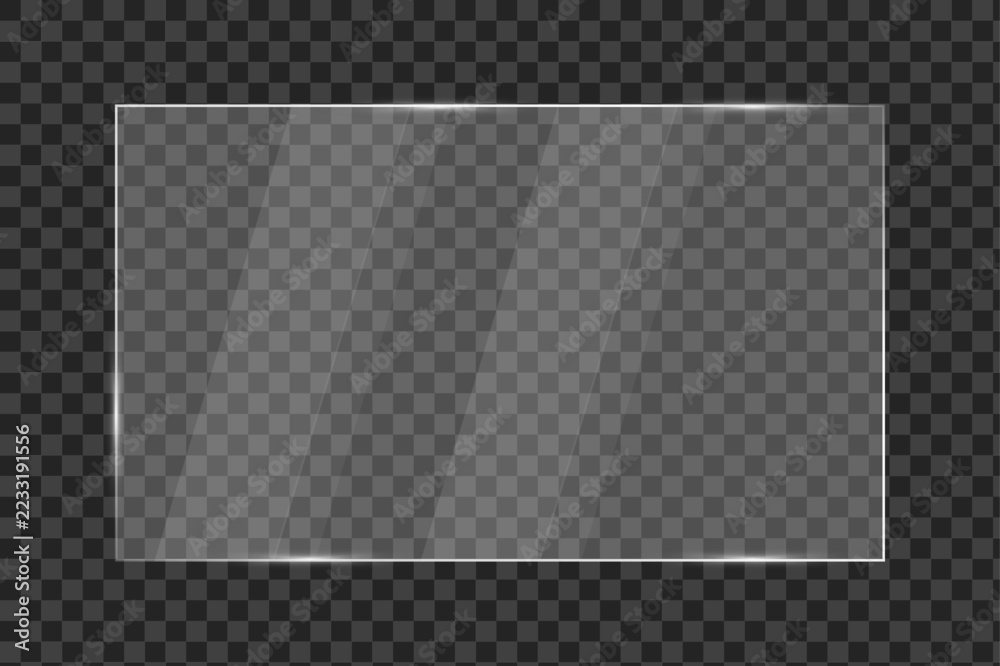Realistic transparent glass plate panel texture, shiny glossy light ...