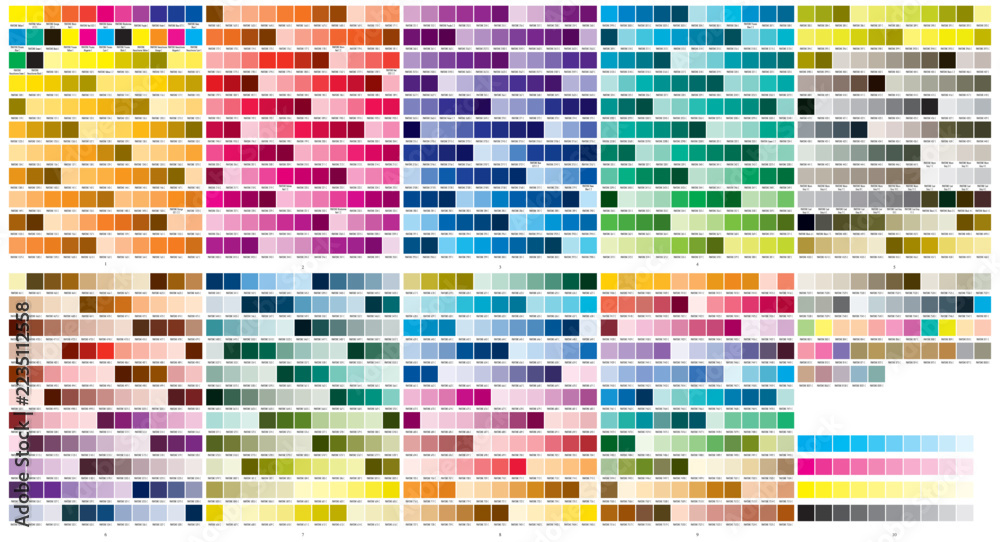 Color Palette Chart CMYK, RGB. Color Swatch book Template Chart for ...