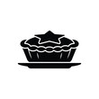 © Momtaz - Minimalist black pie with star, silhouette of baked fruit tart on plate, simple dessert vector for bakery menus and food branding