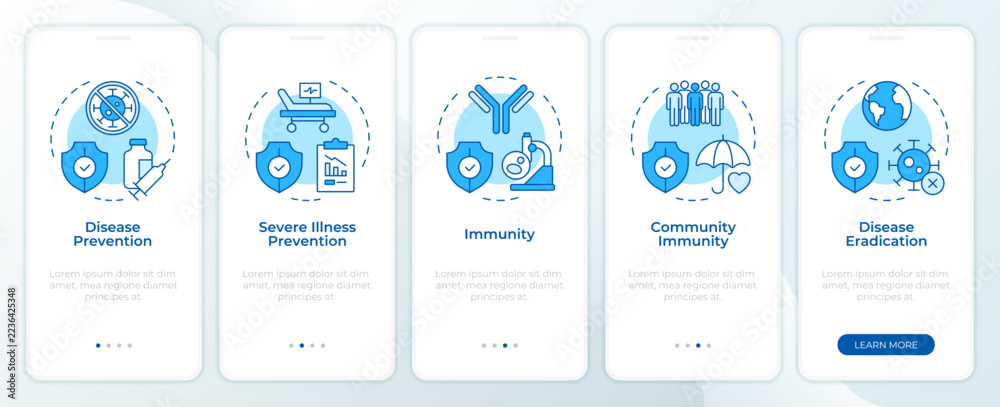 Community Service Cheats Vaccination benefits onboarding mobile app screen. Viral disease ...