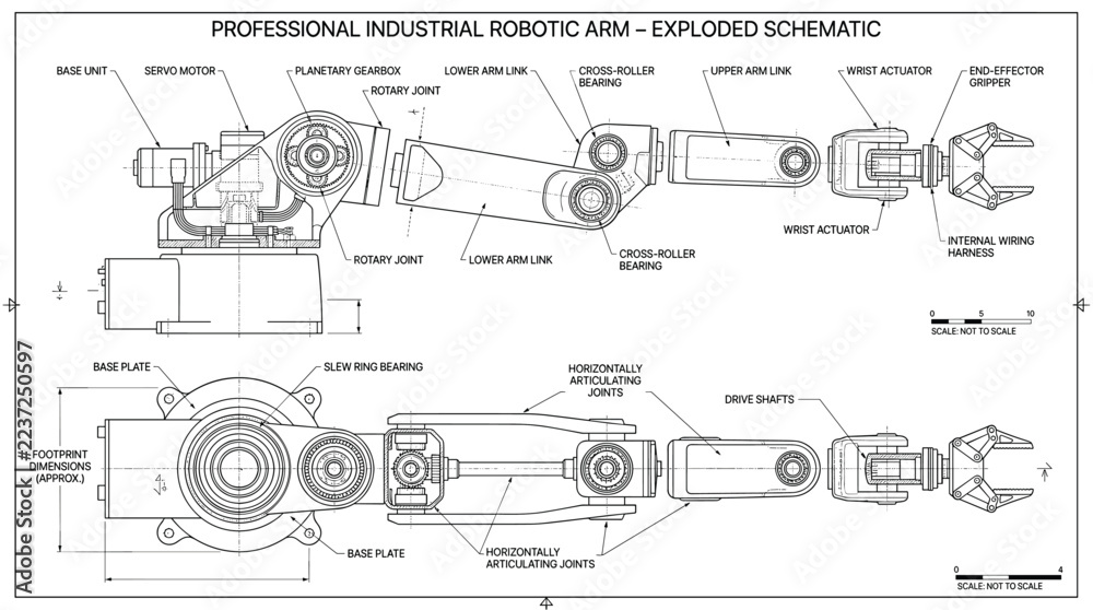 Technical engineering drawing and exploded schematic of an advanced ...