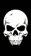 © rabbit75_fot - Halloween Holiday Theme. a skull. The skull is predominantly white, with black outlines outlining its features. The eye sockets are large and angular, and the jaw is slightly open.