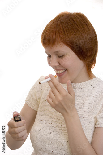 young girl with cigaret photo