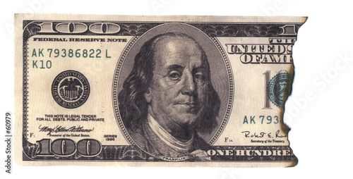 burned 100 dollars banknote photo