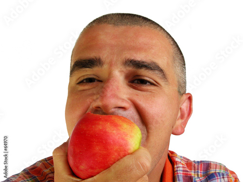 bitting an apple