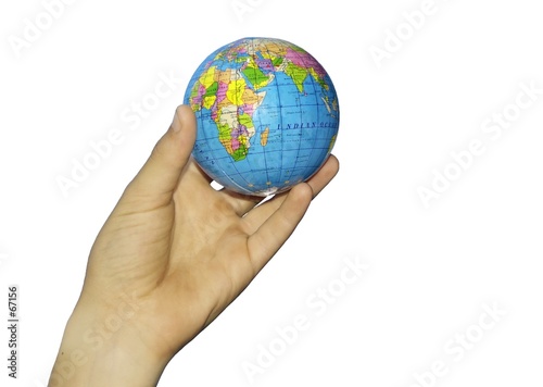 hand and globe