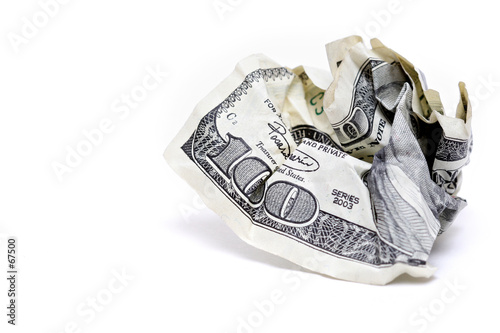 crumpled hundred dollar bill