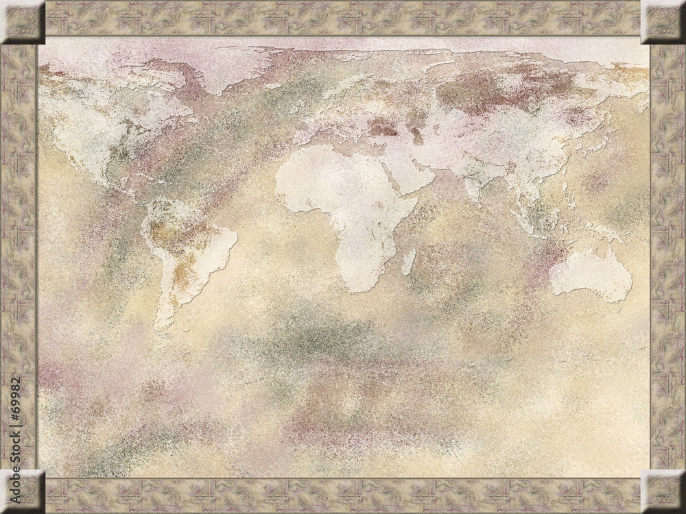 map background, framed, in light pastel colors