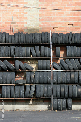 wall of tires, vertical