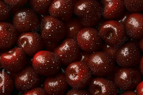 cherries with water drops