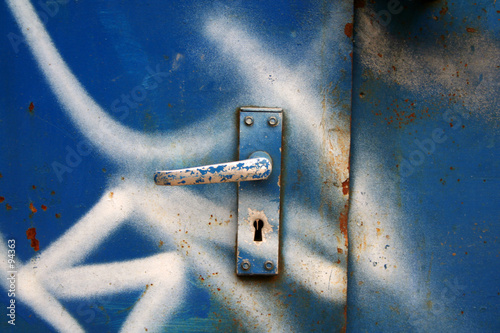 blue metal door