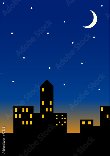 city skyline at night