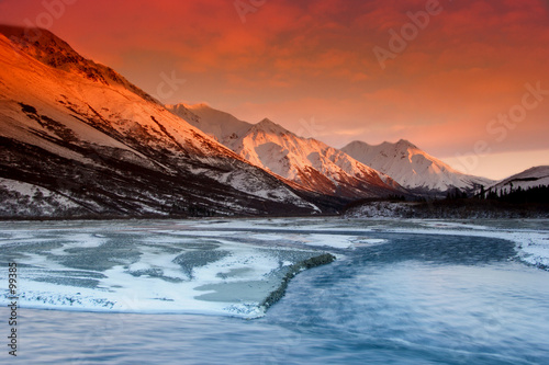 sunset colors of the alaska range