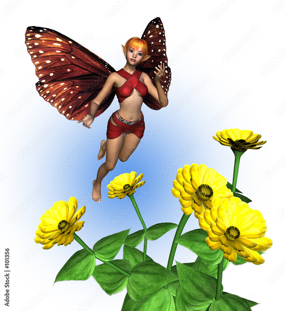 Fotografie fairy with zinnias