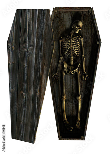 skeleton decaying in coffin