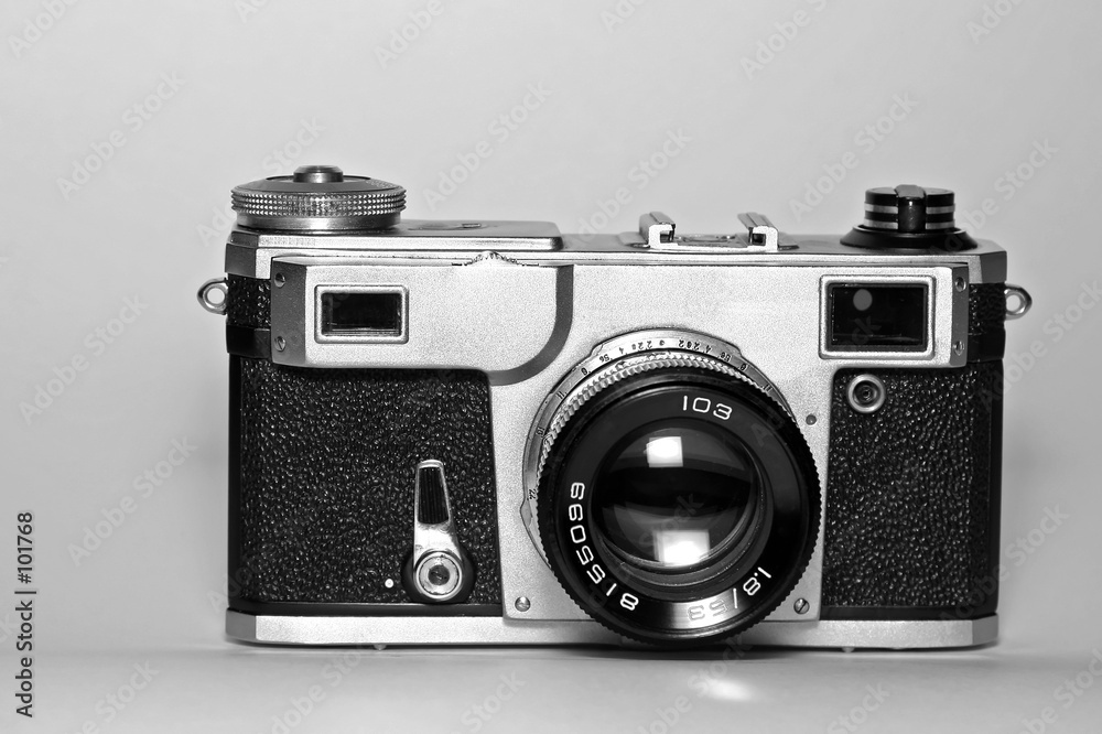 old range-finder soviet camera (front view) old range-finder soviet camera (front view)