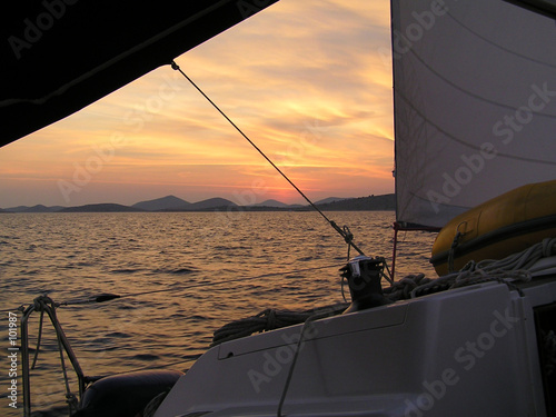 sailing in sunset