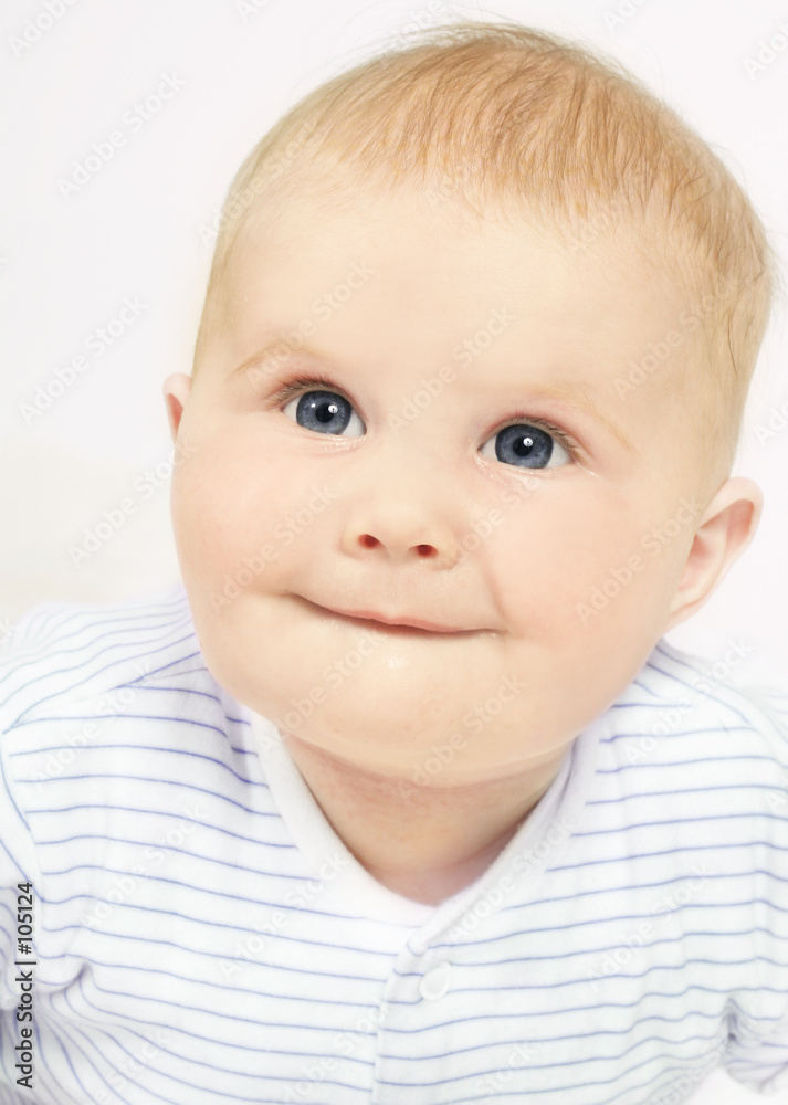 infant with fair hair and blue eyes