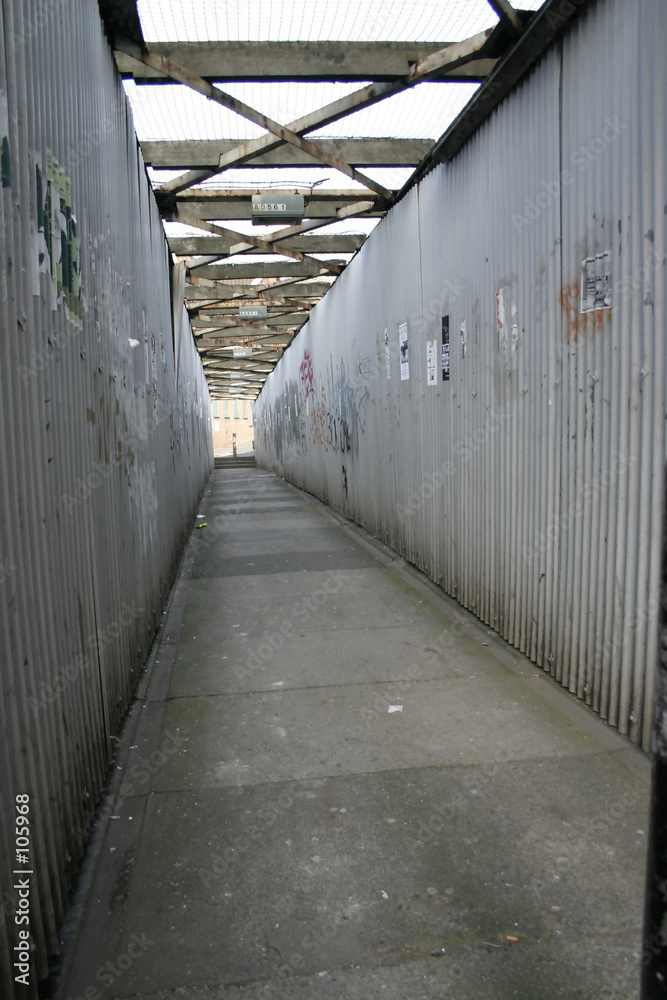 grungy public pathway in liverpool