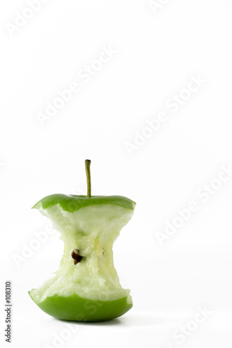 fresh green apple eaten to the core