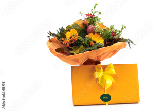 beautiful bouquet and chocolate photo