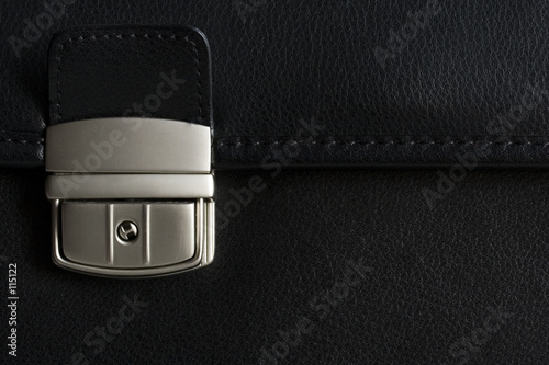 leather briefcase buckle in detail