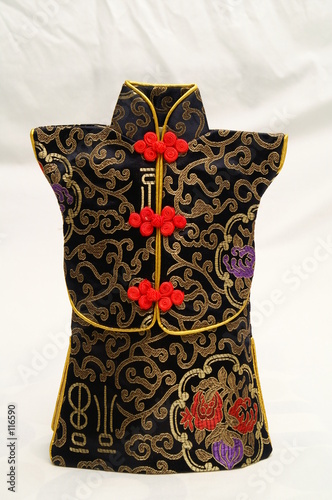 black chinese cheong sam dress