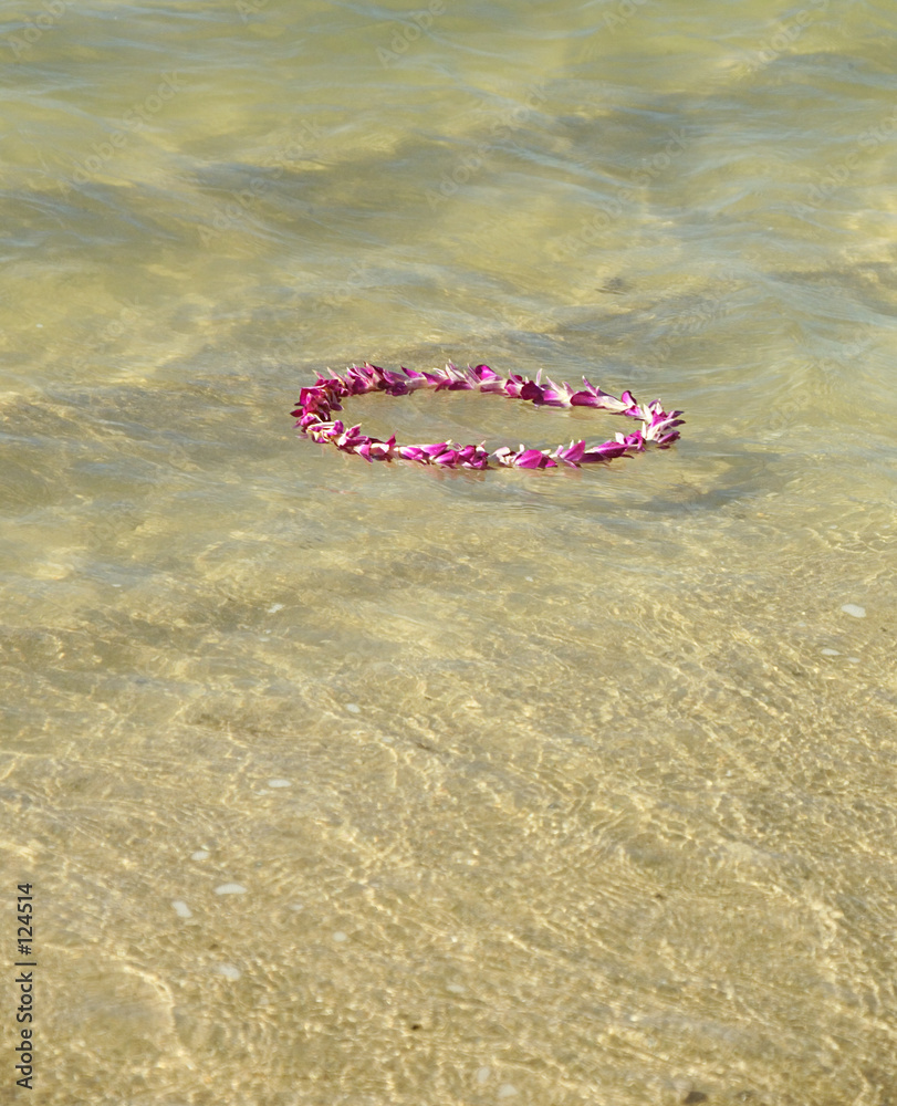 Fotografie flower garland floating in the waves