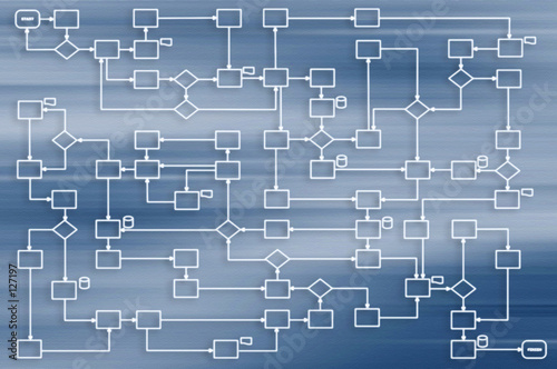 business process 2d on blue background