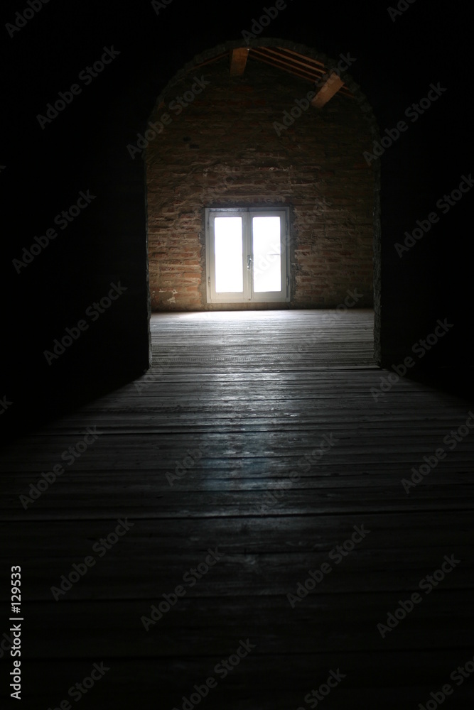 bright light through an attic window