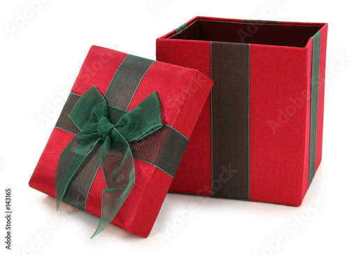 red and green fabric gift box
