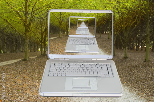 lap top on a country road