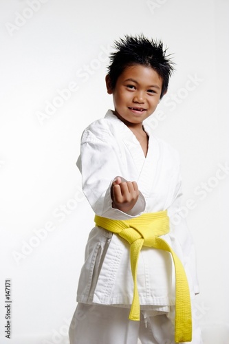 stock photo of kid in karate stance