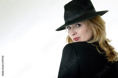 stock photo of lady in black on white