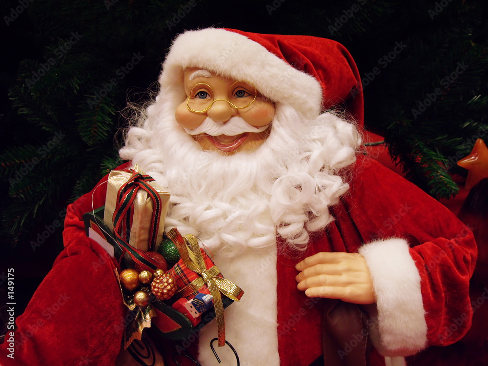 santa claus with his gifts - obrazy, fototapety, plakaty 