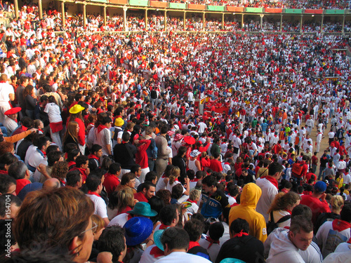 San Fermin. Plaza de toros de Pamplona (Navarra, España). Fiesta  Internacional