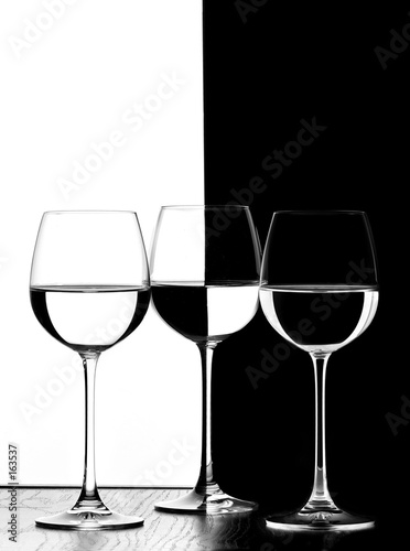 three wine glasses