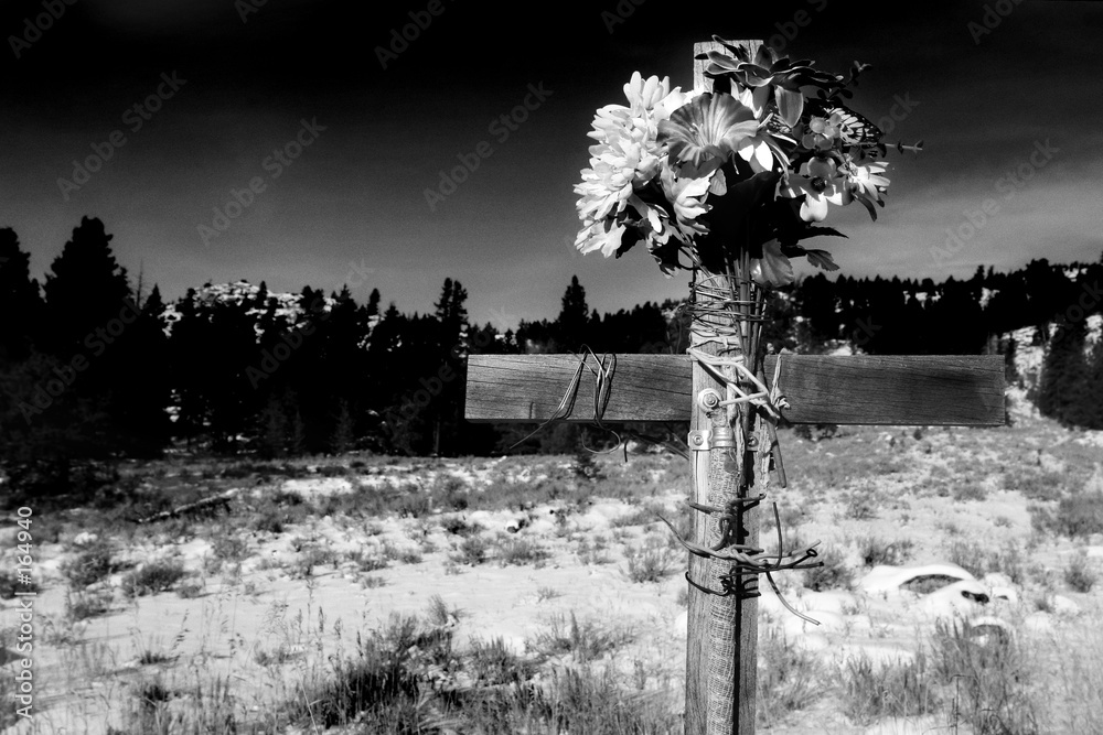 Φωτογραφία roadside cross bw