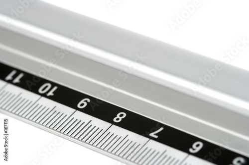 office silver ruler with millimeter scale