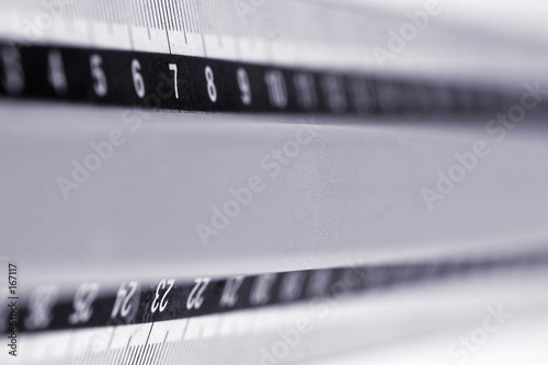 office silver ruler with millimeter scale