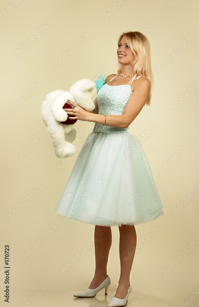 woman and a bear.