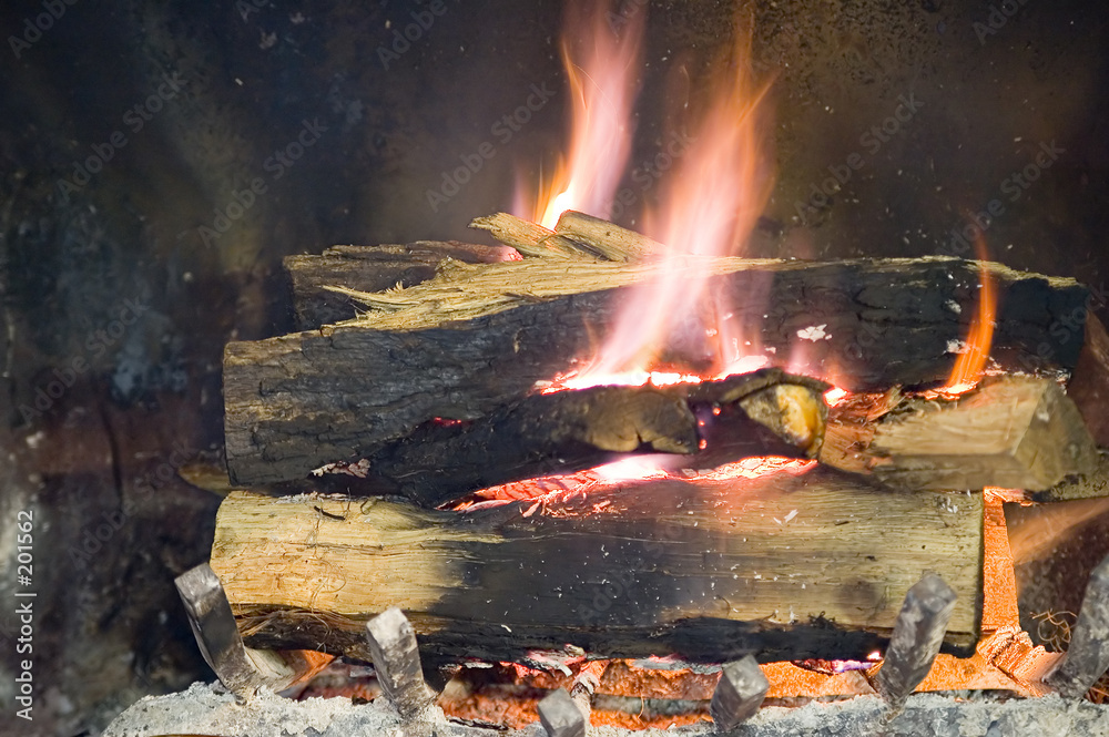 warm winter fire place