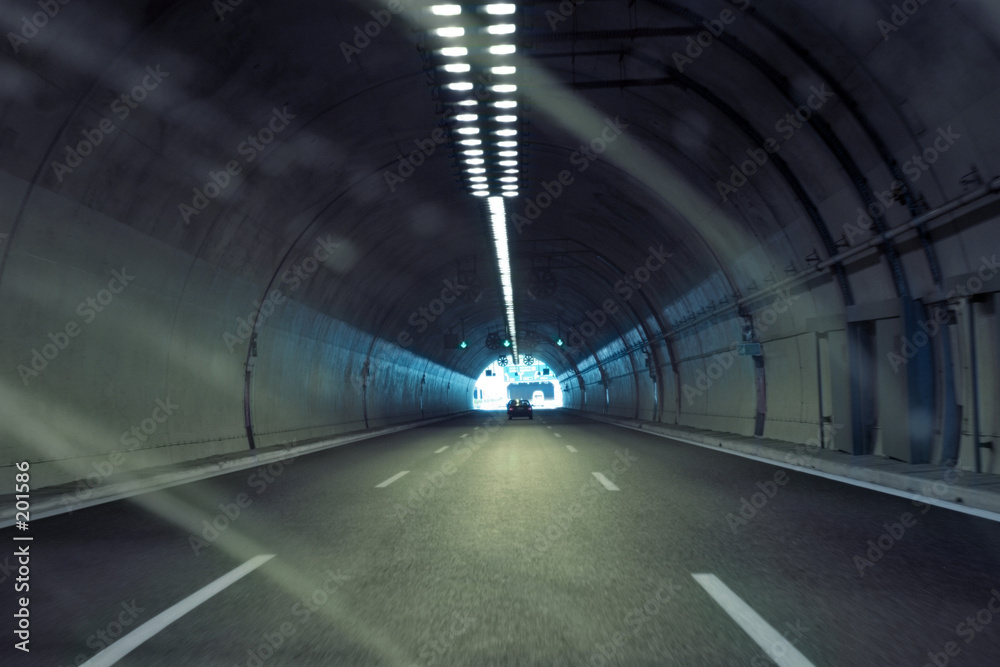car in the tunnel - obrazy, fototapety, plakaty 