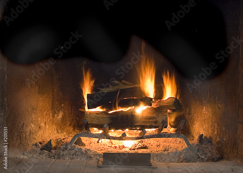 warm winter fire place