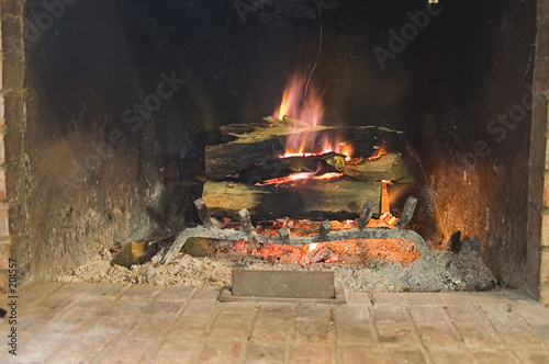 warm winter fire place